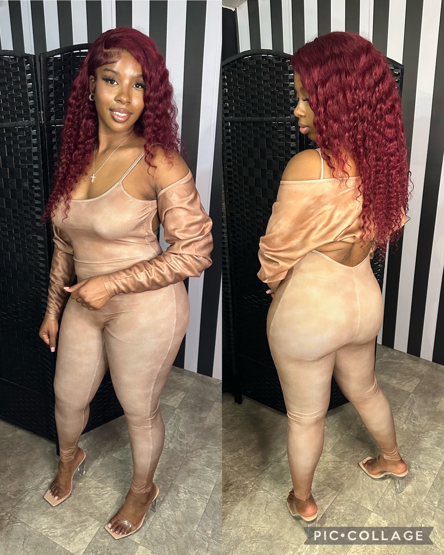 Tan Ribbed 2pc Jumpsuit