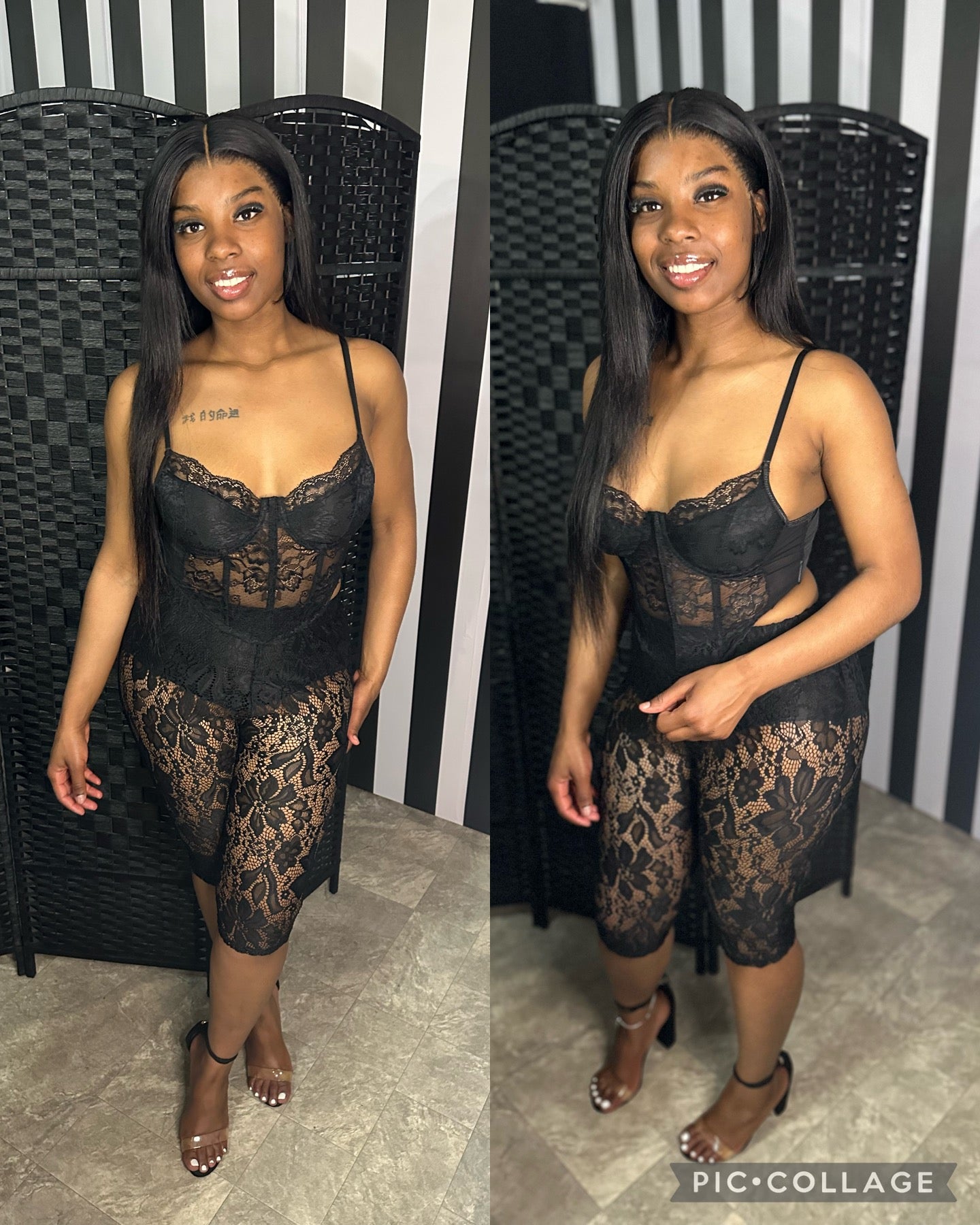 Black Lace Corset 2pc
