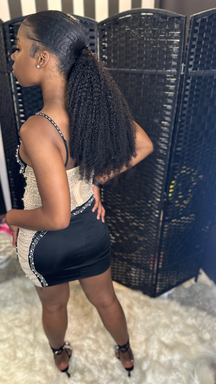 Black Rhinestone Mesh Dress