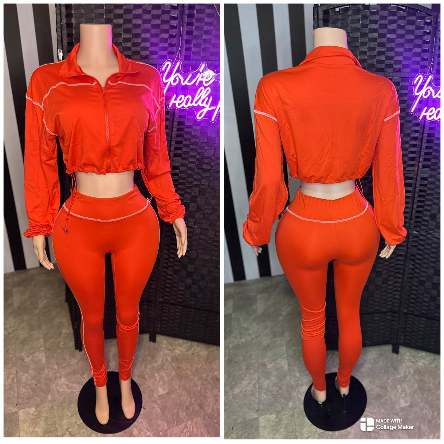 Red Legging Crop 2pc Set