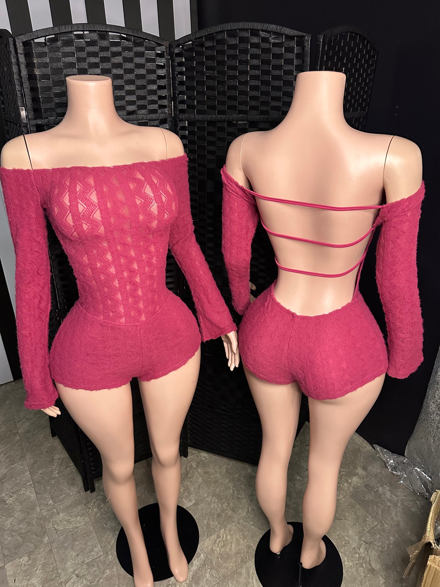 Pink Off Shoulder Romper
