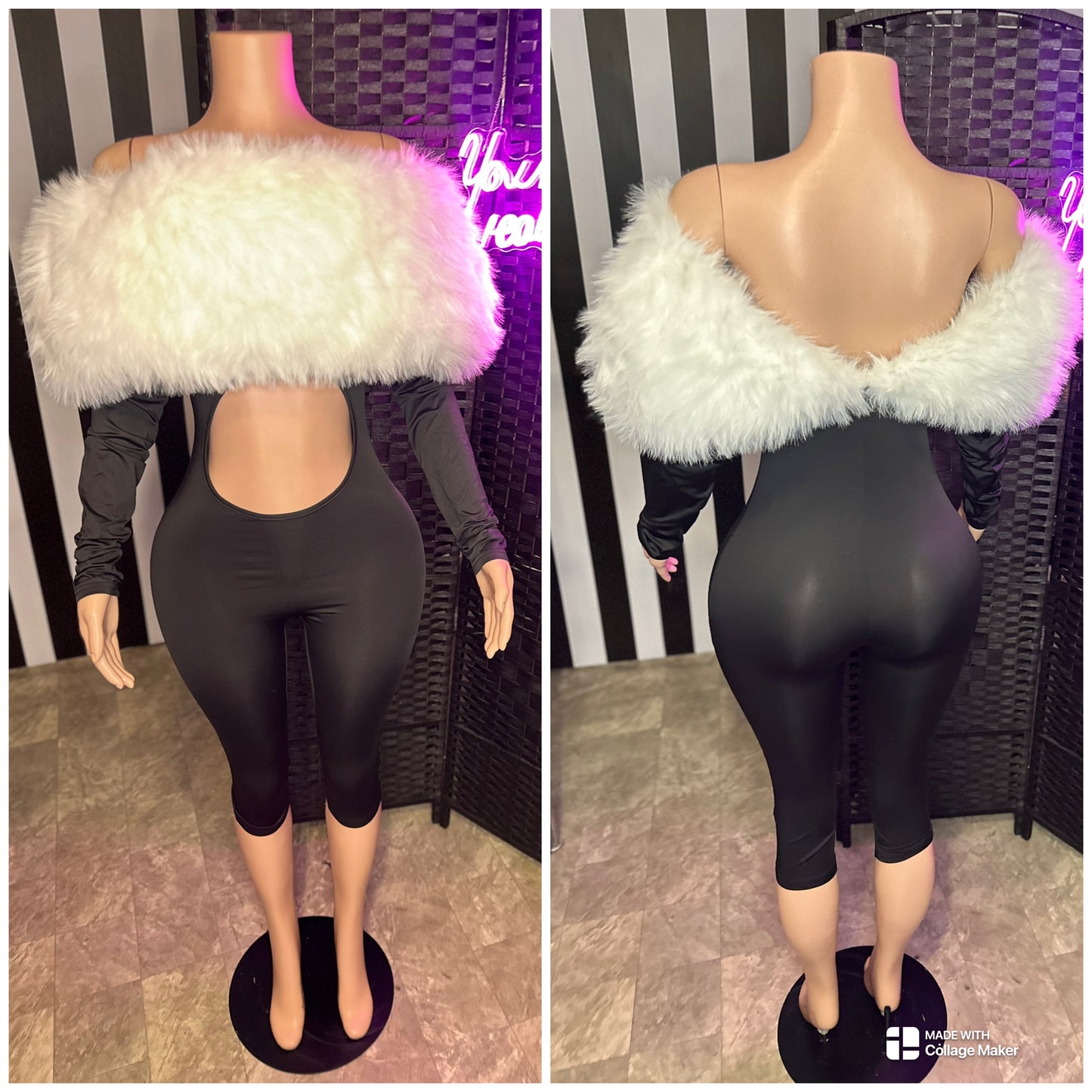 B&W Fur Jumpsuit
