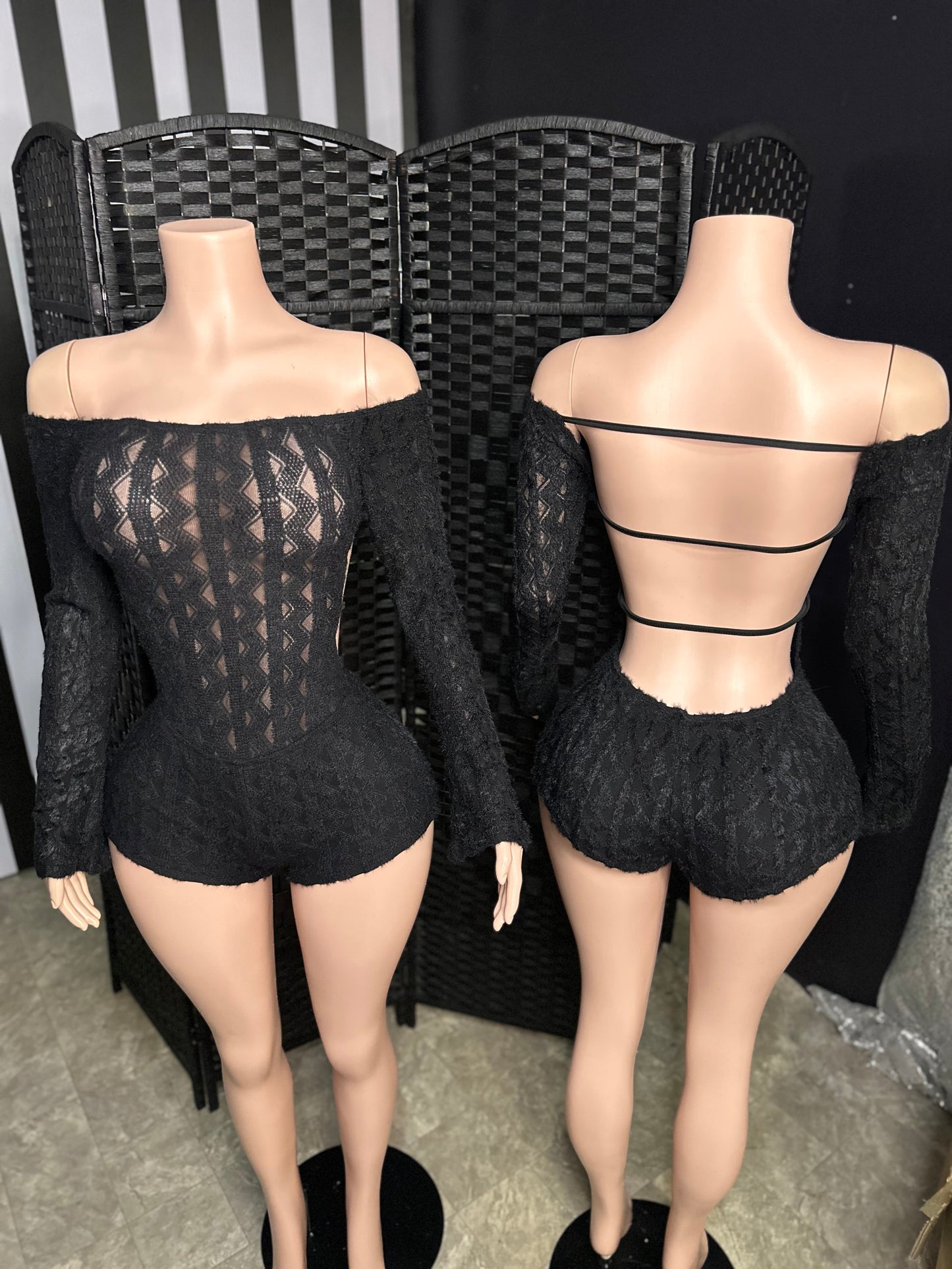 Black off Shoulder Romper