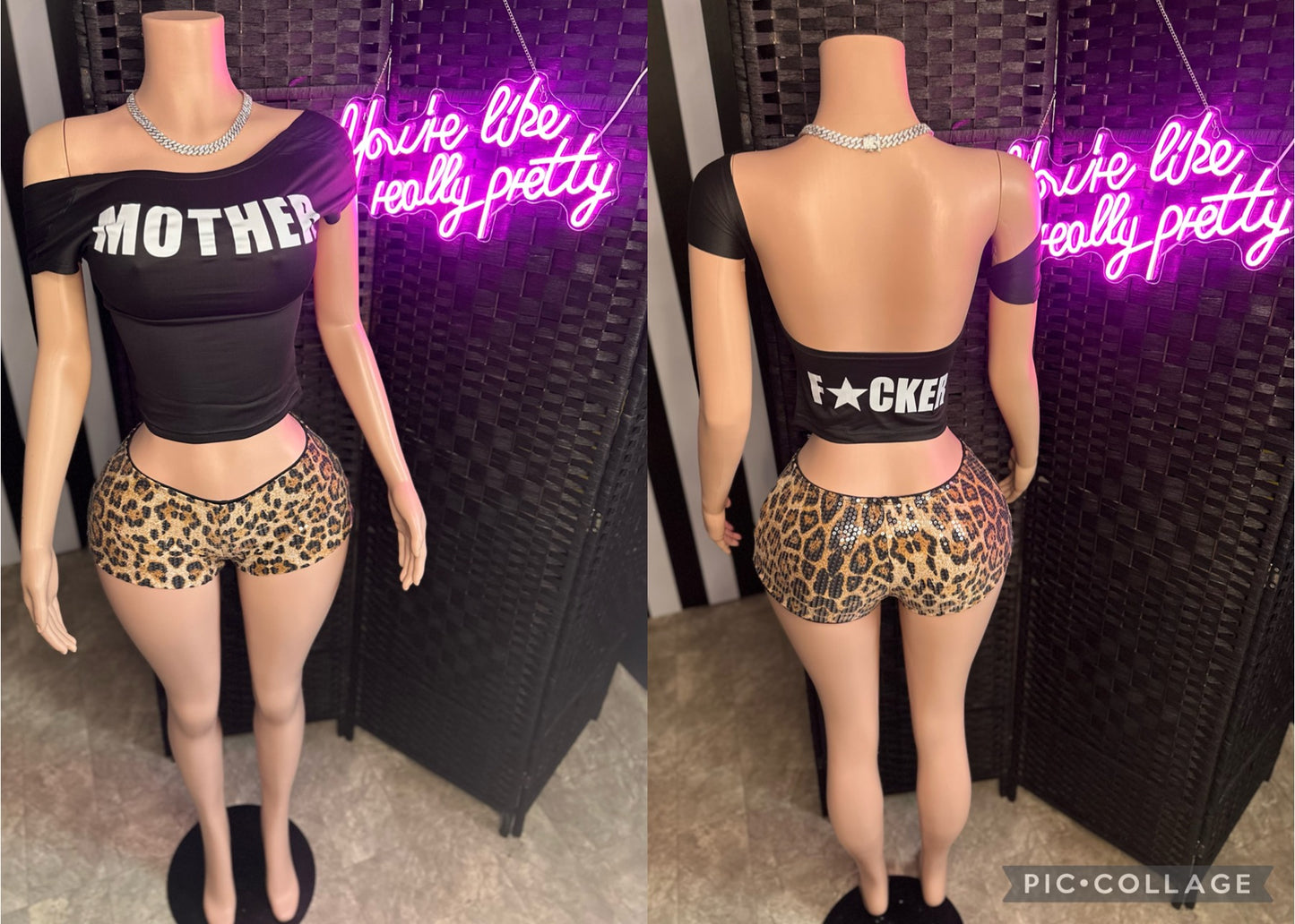 Black MF Leopard 2pc Set
