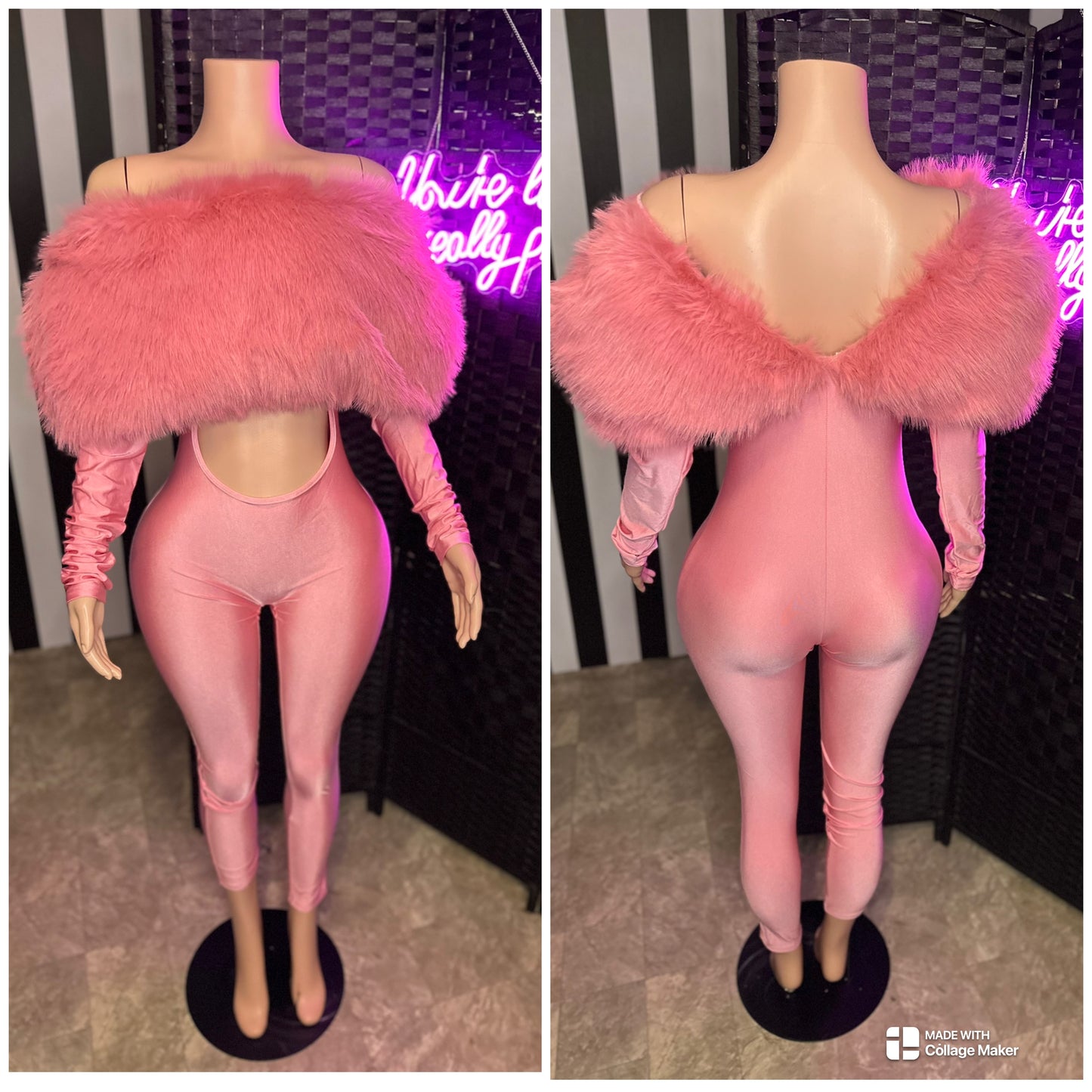 Pink Fur Jumpsuit