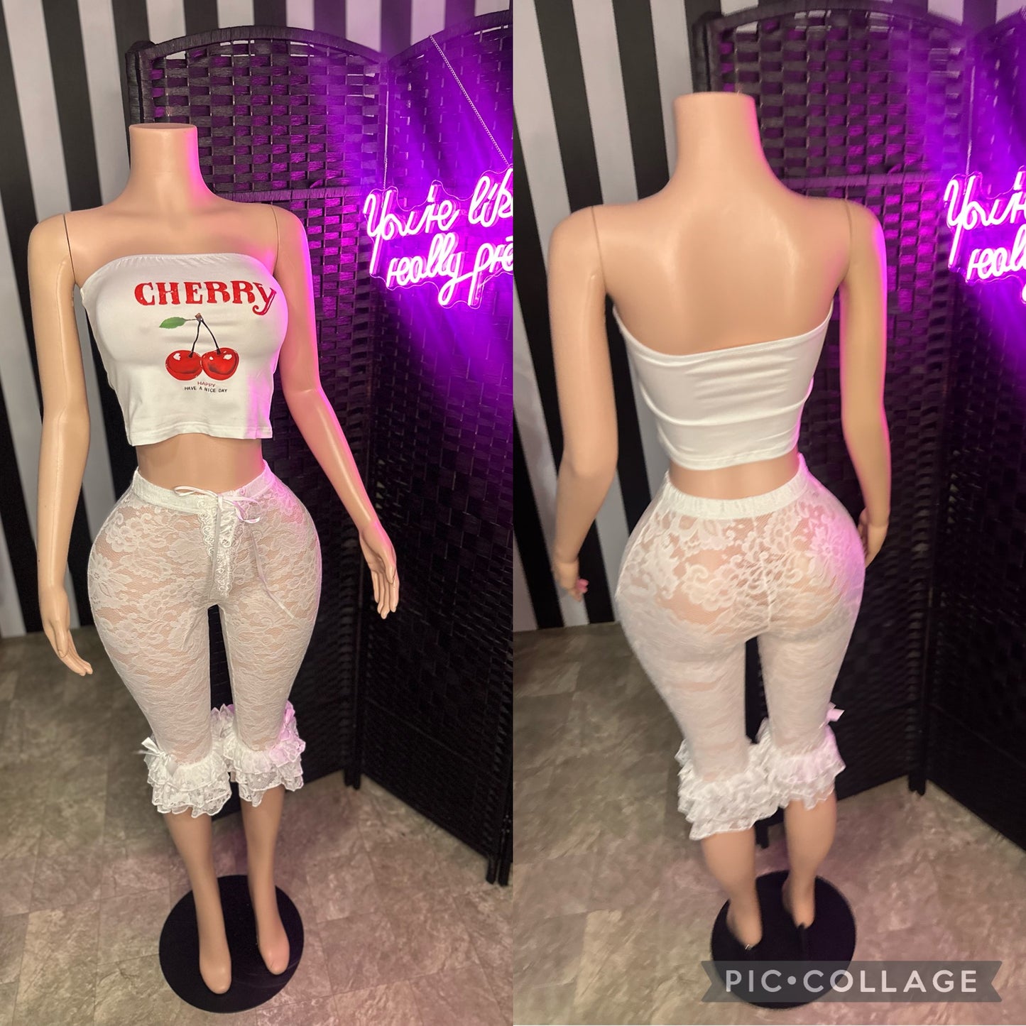 White Cherry Lace 2pc Set