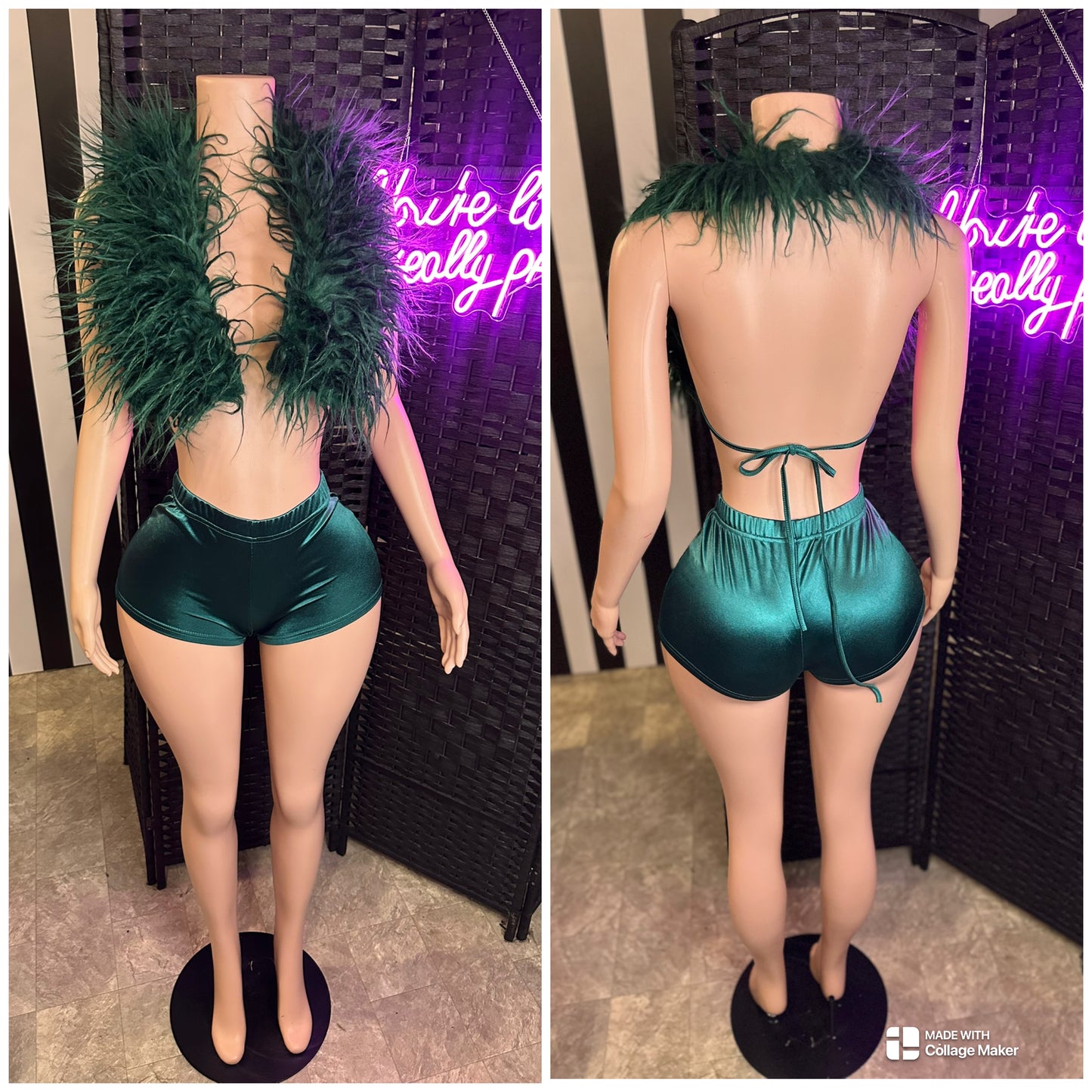 Emerald Green 2pc Fur Set