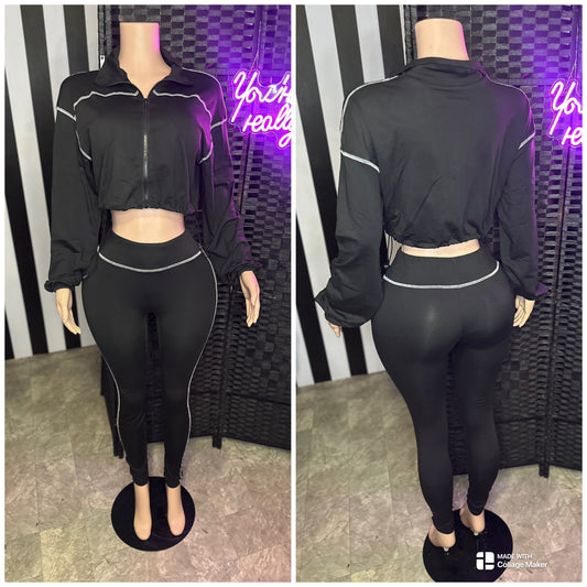 Black 2pc Legging Crop Set