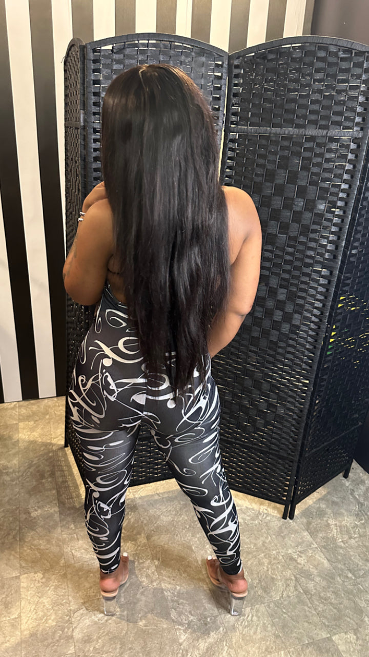 Black “Pay Attention” Jumpsuit