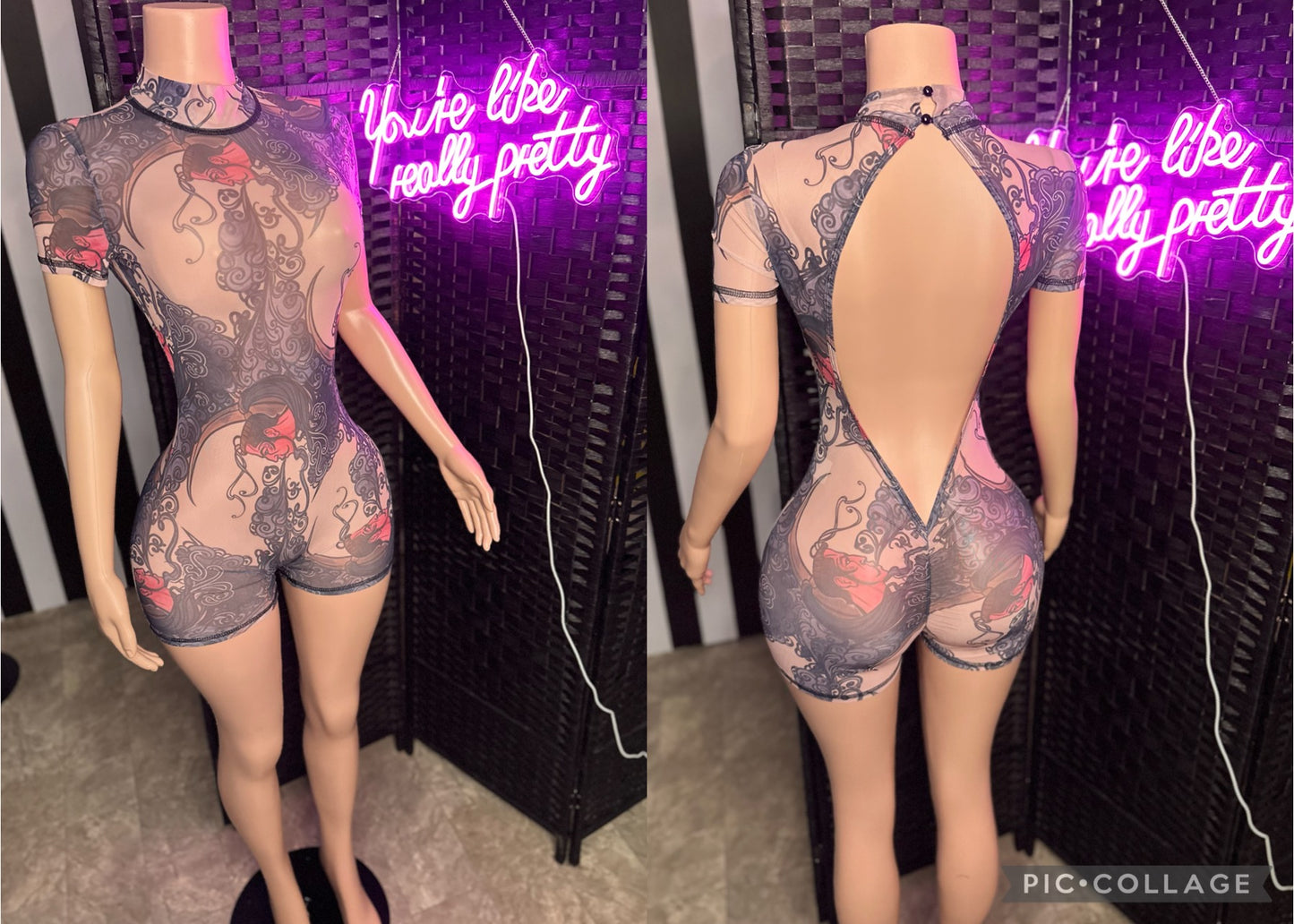 Tattoo Mesh Romper
