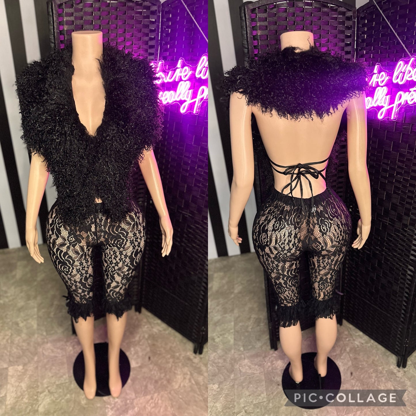 Black Fur 2pc Set