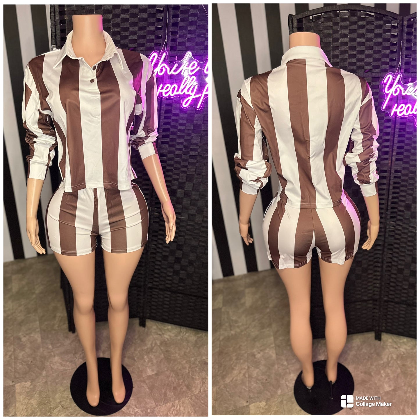 Brown Stripe 2pc Set
