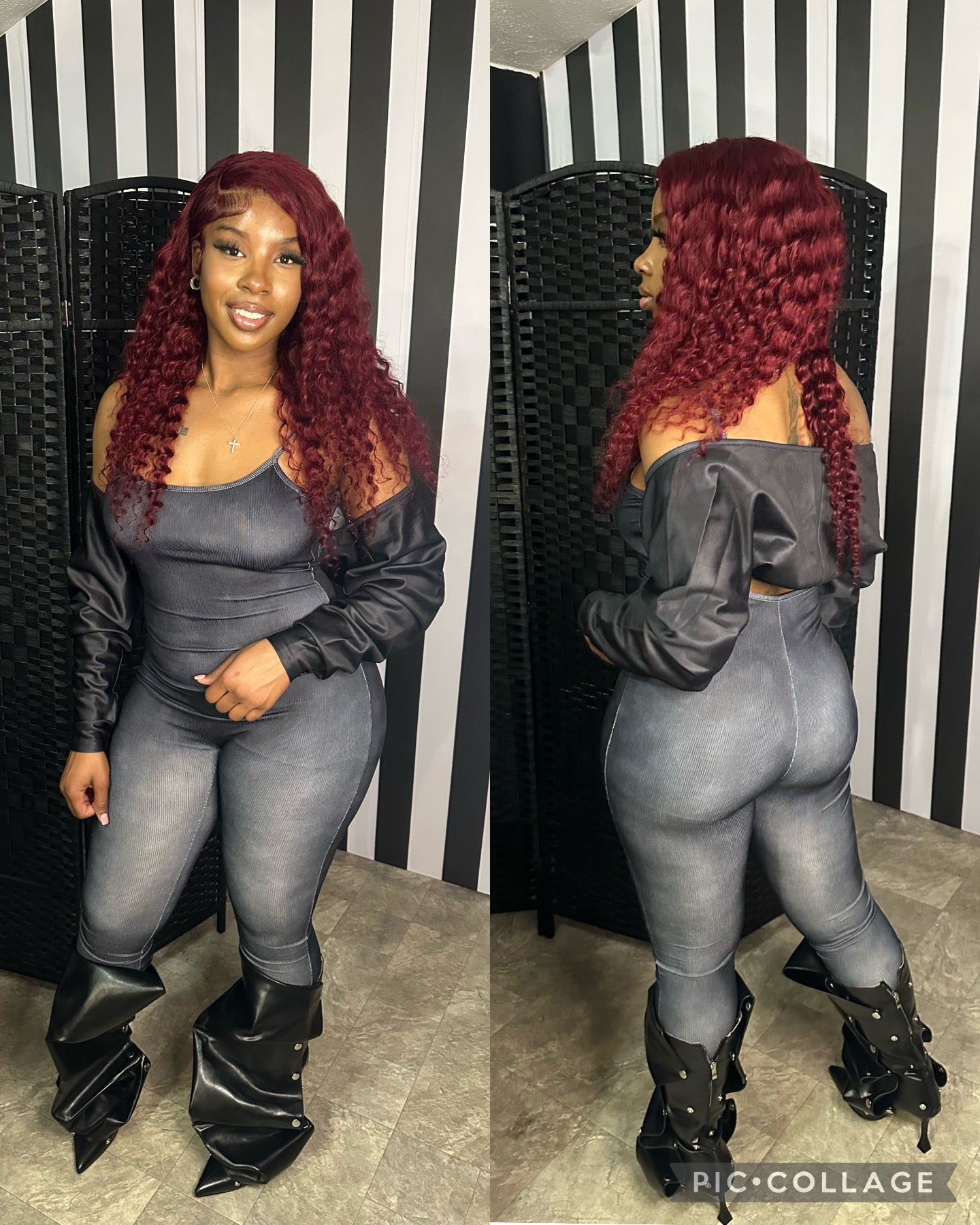 Black Ribbed 2pc Jumpsuit