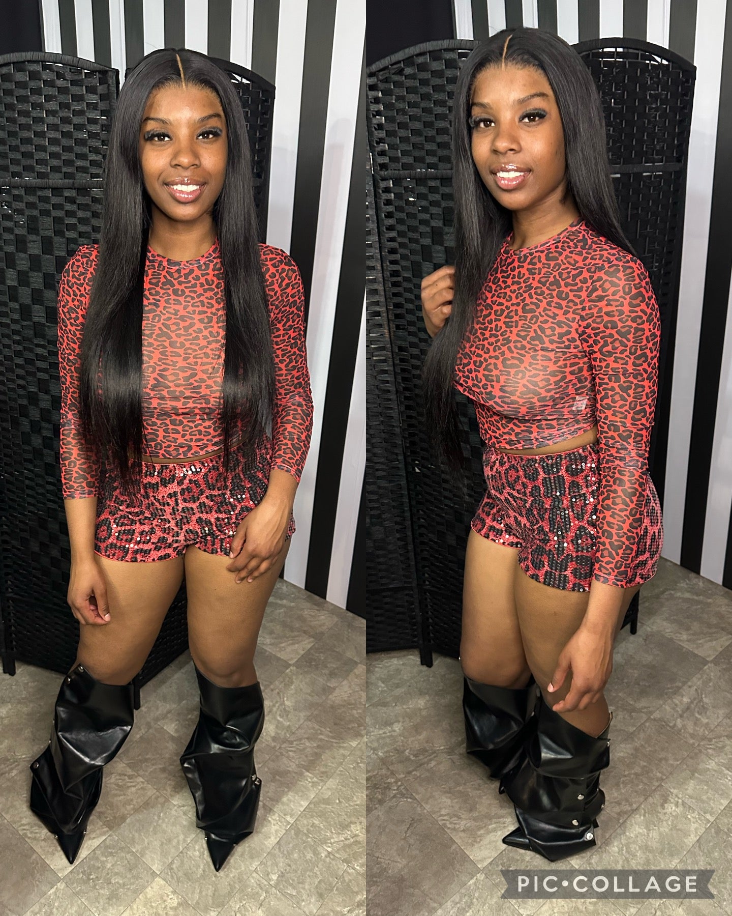 Red Leopard Sheer 2pc Set