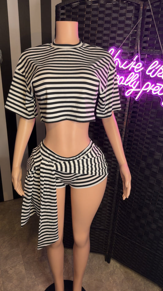 Stripe 2pc Short Set