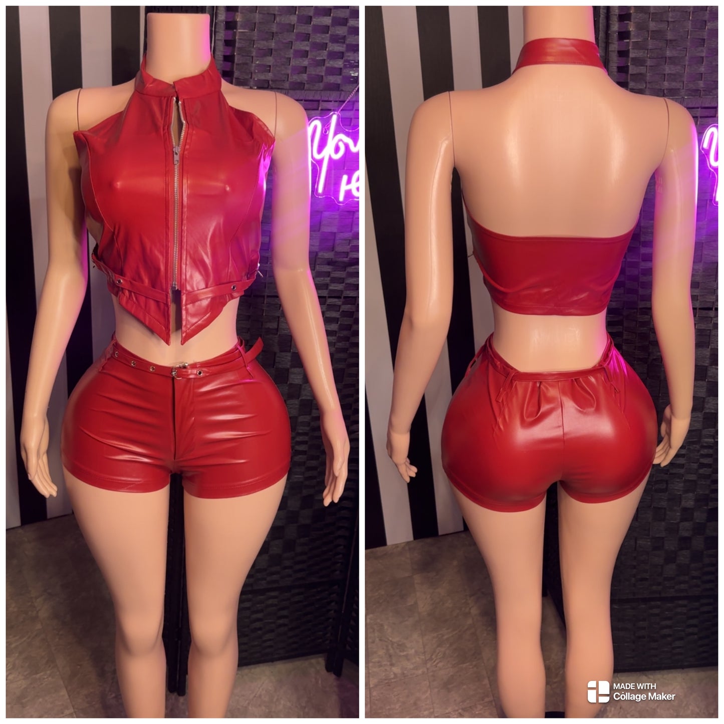 Red Leather 2pc Set