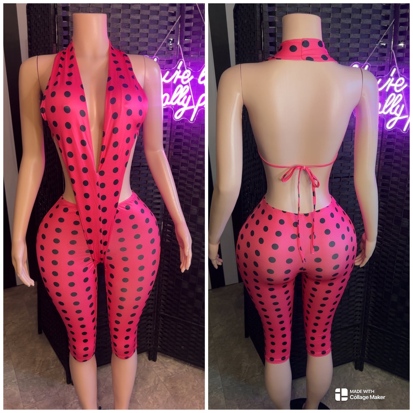 Pink PD Jumpsuit