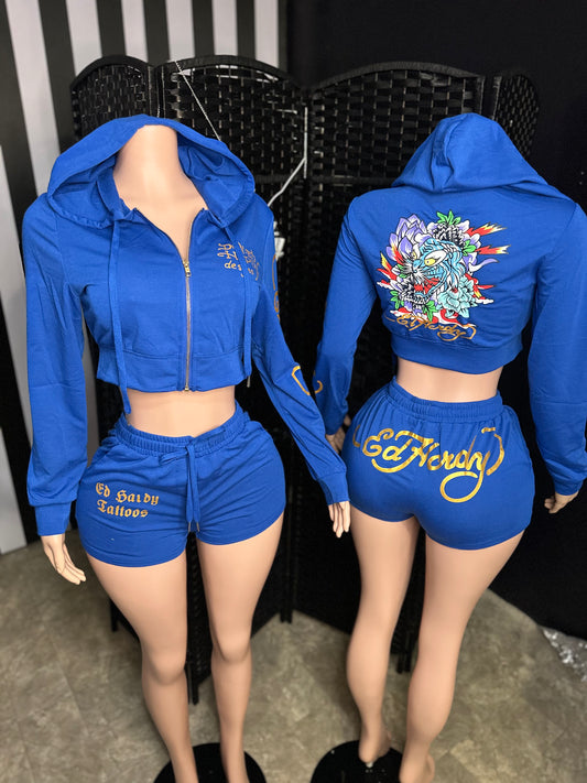 Blue EH 2pc Short Set