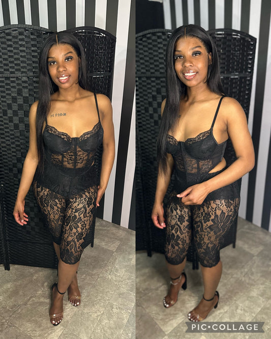 Black Lace Corset 2pc