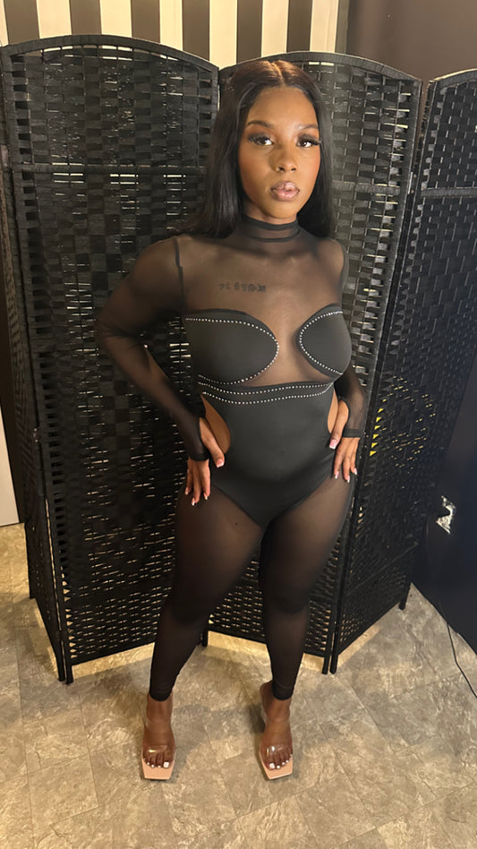 Black Side Cut Jumpsuit