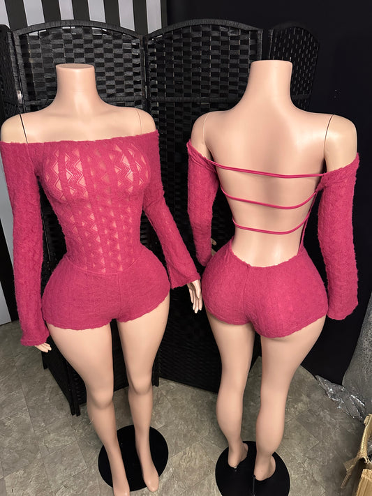 Pink Off Shoulder Romper