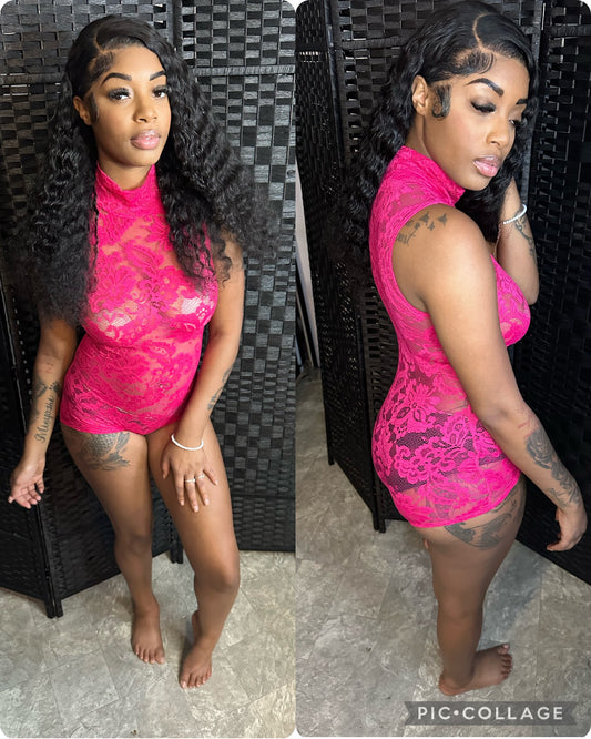 Pink Lace Romper