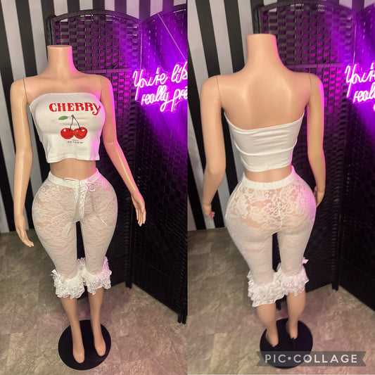 White Cherry Lace 2pc Set