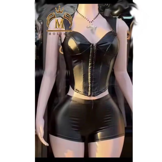 Leather 2pc Short Set
