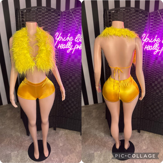 Yellow 2pc Fur Set