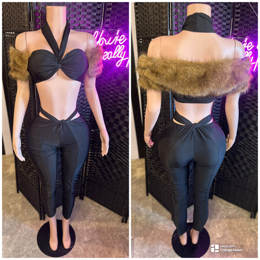 Black Fur 2pc Set (Brown Fur)