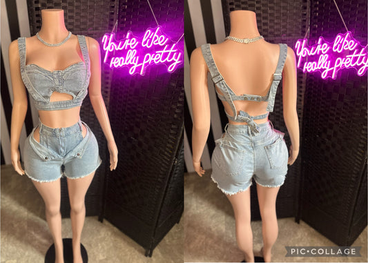 Denim 2pc Flip Set