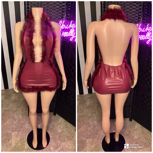 Maroon Fur Dress