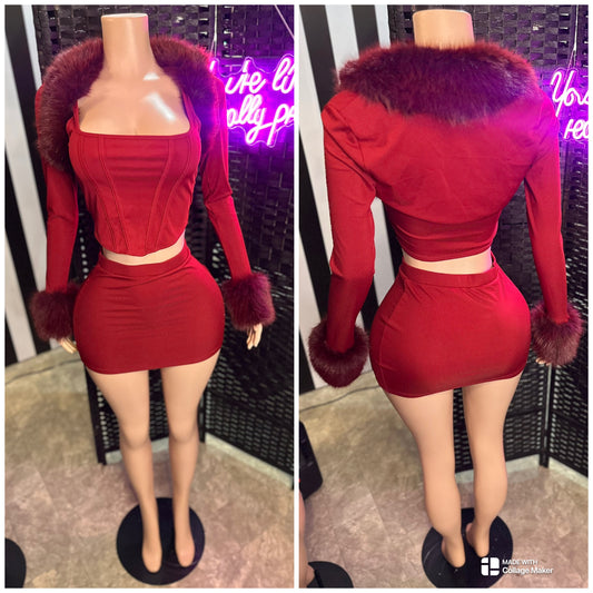 Red 3pc Fur Set