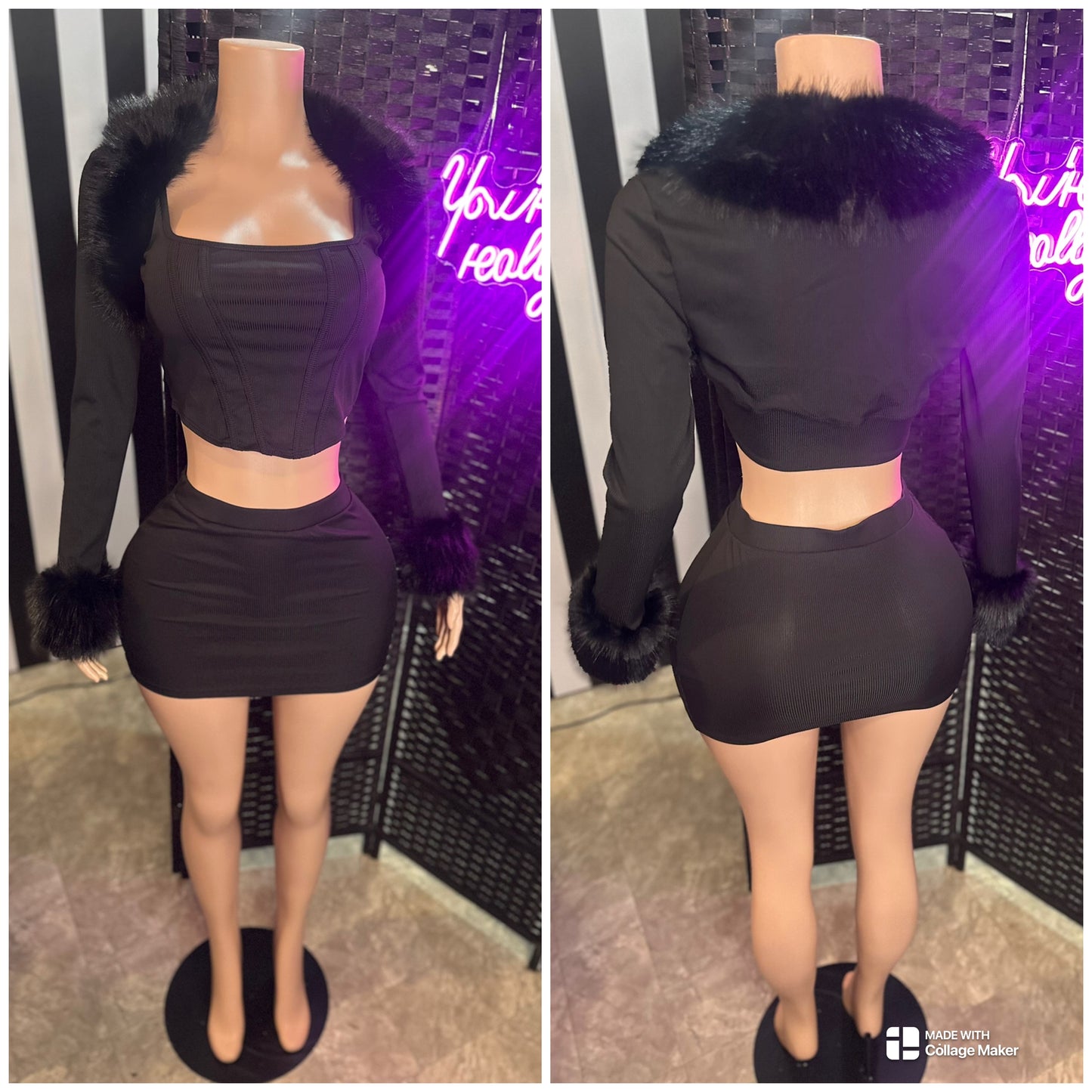 Black 3pc Fur Set