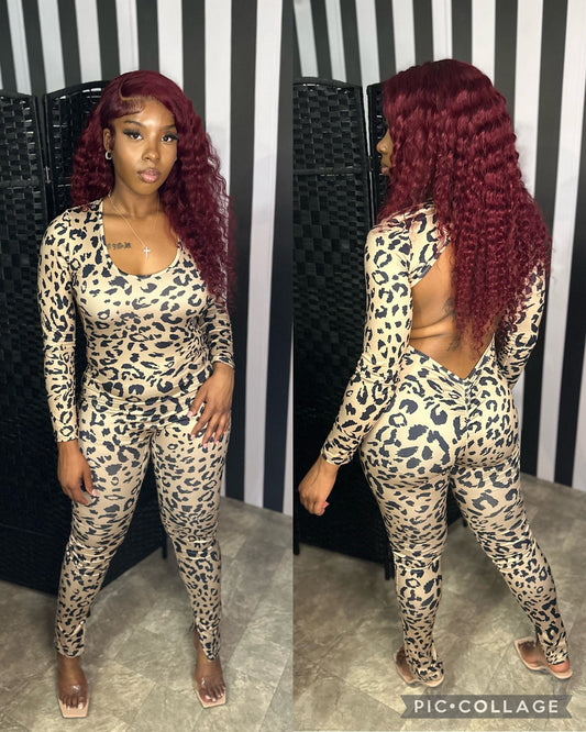Leopard Backless Jumpsuit