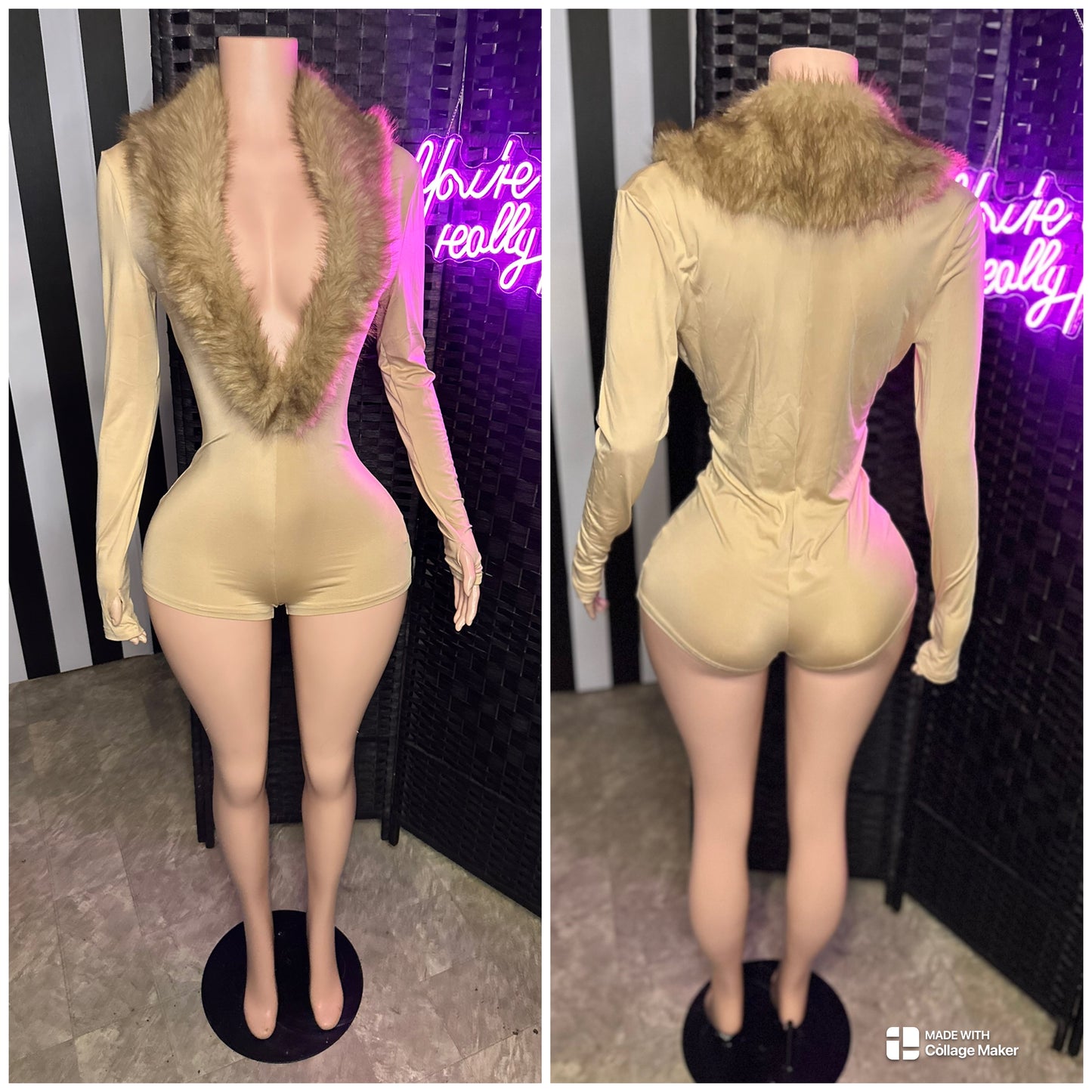 Gold Fur Romper