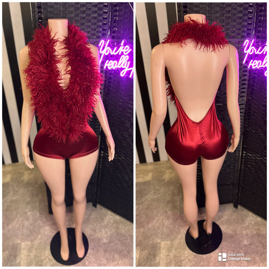 Maroon Fur Romper