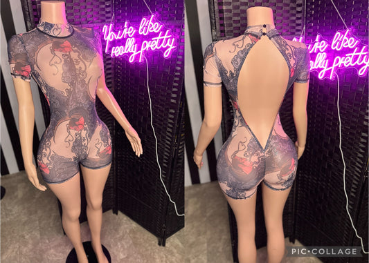 Tattoo Mesh Romper