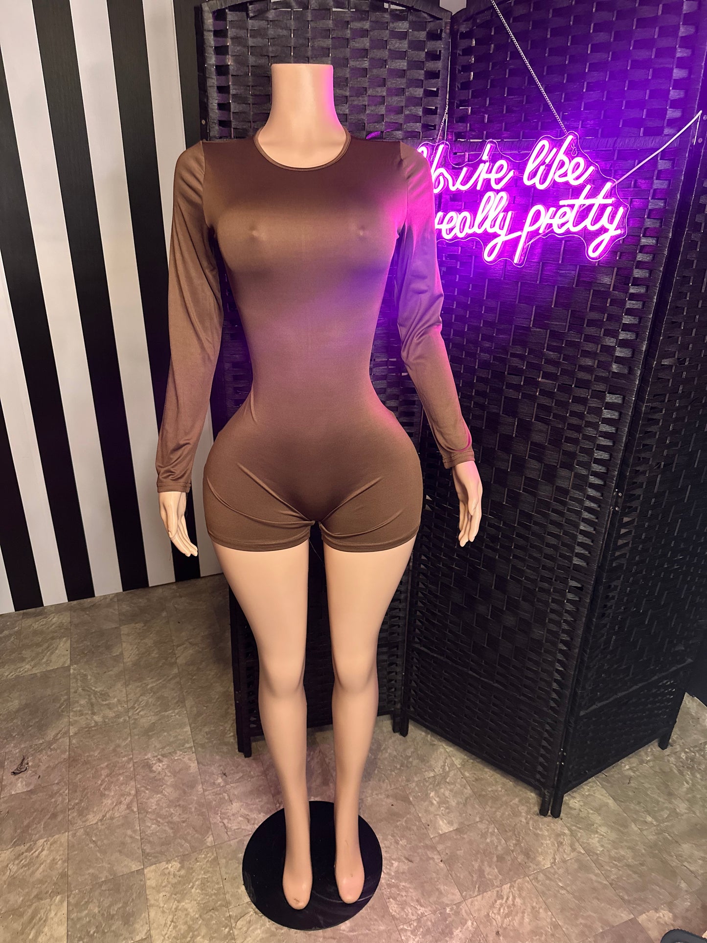 Brown Basic Romper