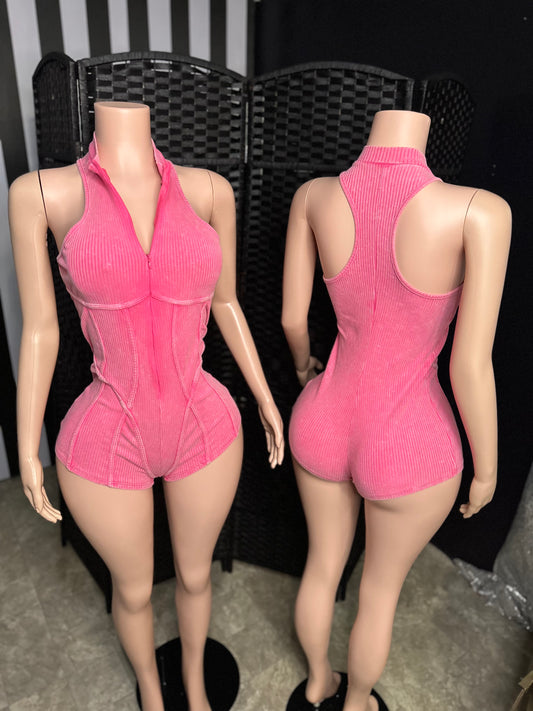 Pink Ribbed Romper