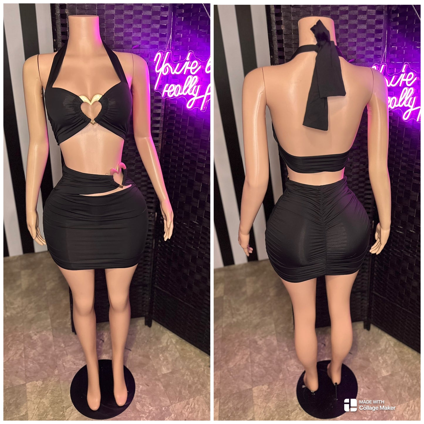 Black 2pc Heart Skirt Set