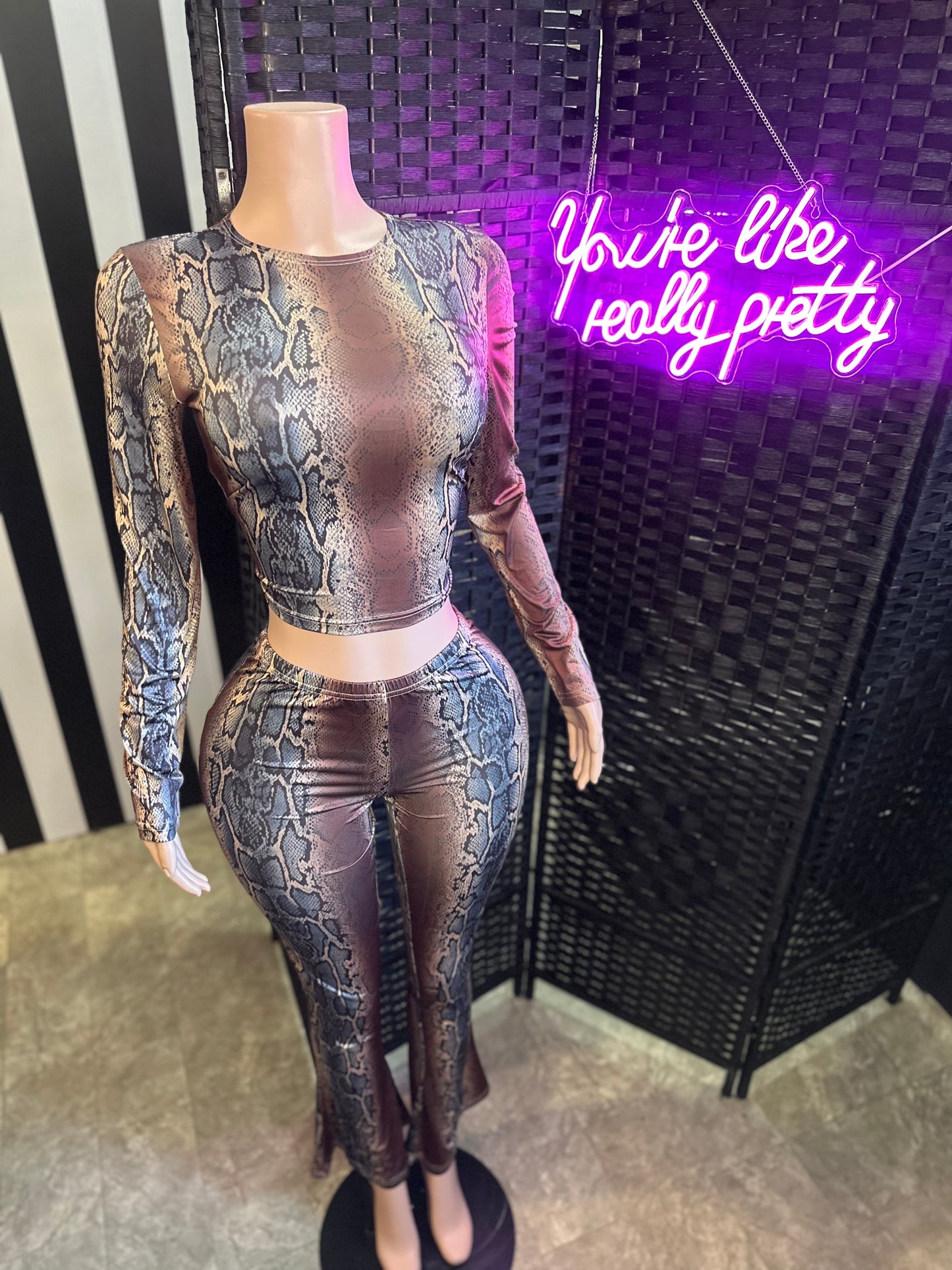 Brown Snake Print 2pc