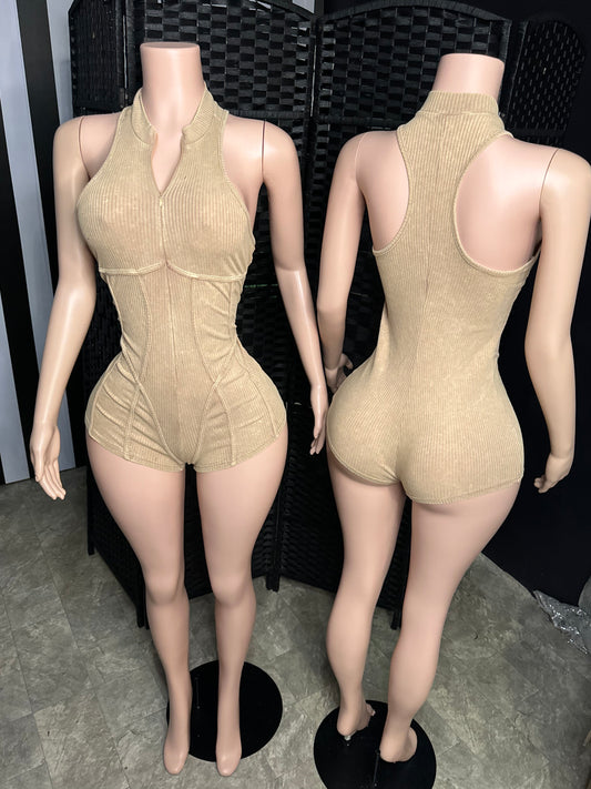 Khaki Ribbed Romper