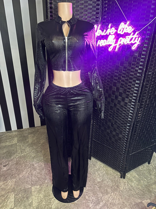 Black Leather 2pc Set