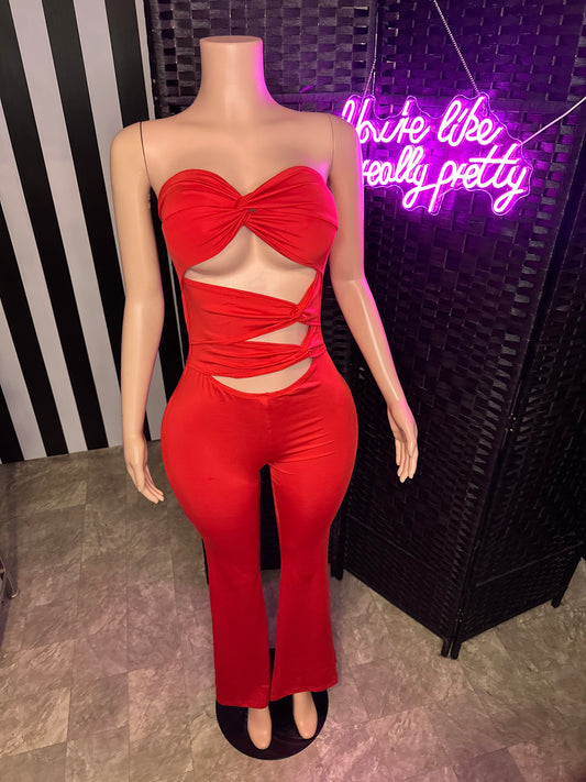 Red Halter Jumpsuit