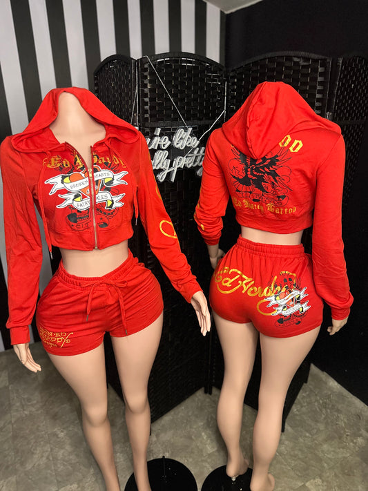 Red EH 2pc Short Set
