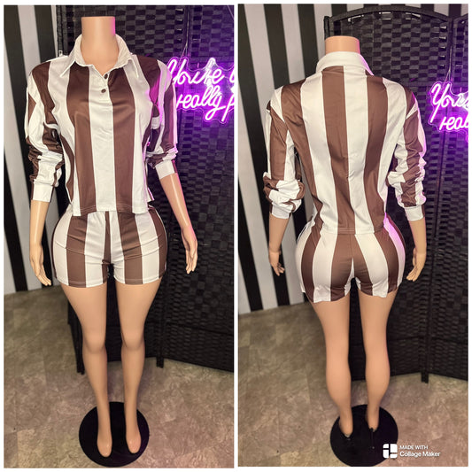 Brown Stripe 2pc Set