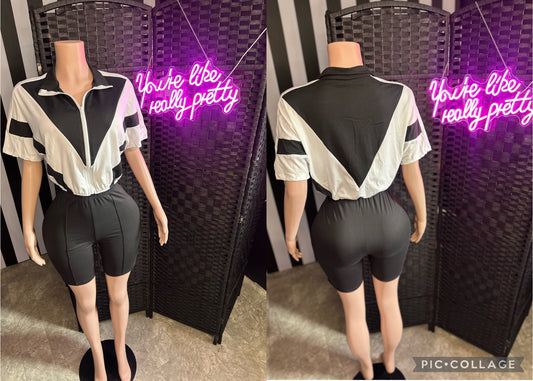 Black/White 2pc Short Set