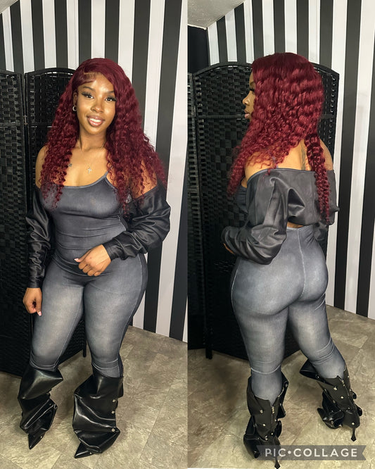 Black Ribbed 2pc Jumpsuit