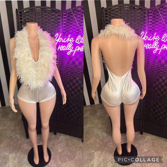 White Fur Romper